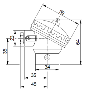 KBS - BAKELITE Thermocouple Head and Terminal Blocks (IP67) Tube Entry: PF 1/4″, Cable Entry: PF 3/8” - KBS Head + 2P-B Block