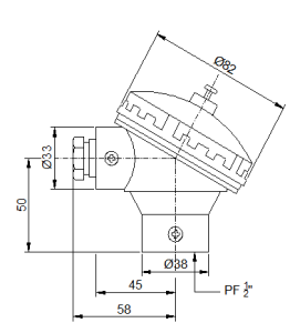 KNE Thermocouple Head and Terminal Blocks (IP67) Tube Entry: PF ½″ & ¾”. Cable Entry: PF ½″ - KNE Head + 2P-C Block