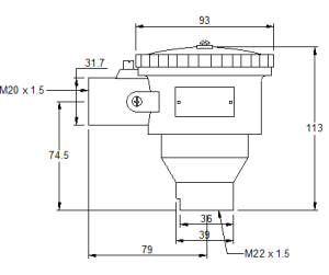 SK – Ex-Proof Thermocouple Head and Terminal Blocks (IP65) Tube Entry: M22 x 1.5,  Cable Entry: M20 x 1.5 - SK8571-3P-B