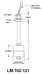 High Temperature Metal (SUS316) Mini Float Switch - LM-102-121-10 cm