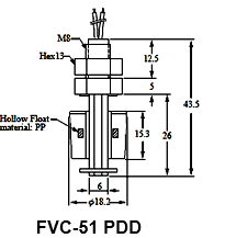 Chemical Resistance Mini Float Switch - FVC-51 PDD